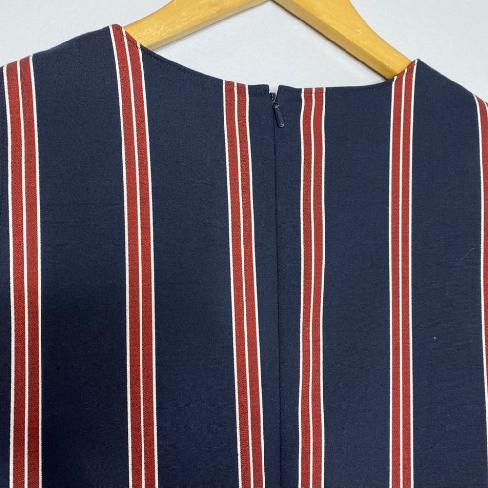 Halogen Navy Strioed Flounce Back Shift Dress - image 5